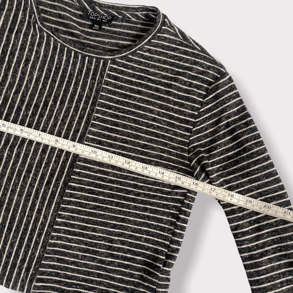 TopShop Grey Striped Cropped Top Size 2 - Picture 5 of 6